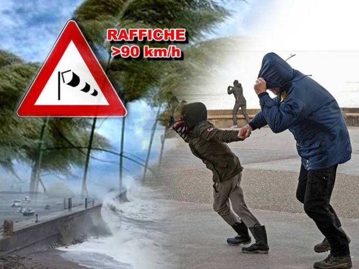 è in arrivo una Burrasca forte, raffiche di Vento oltre i 100 km/h; le zone colpite