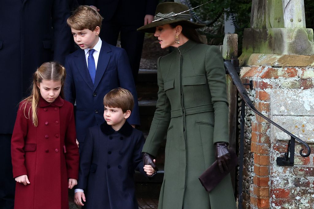 Kate leaving church with children at Christmas