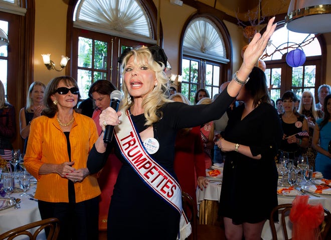 Toni Holt Kramer speaks during the "Adopt a Trumpette Luncheon" in Palm Beach in 2021.