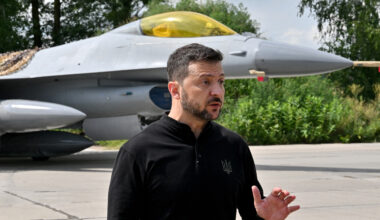 Volodymyr Zelensky seen with F-16