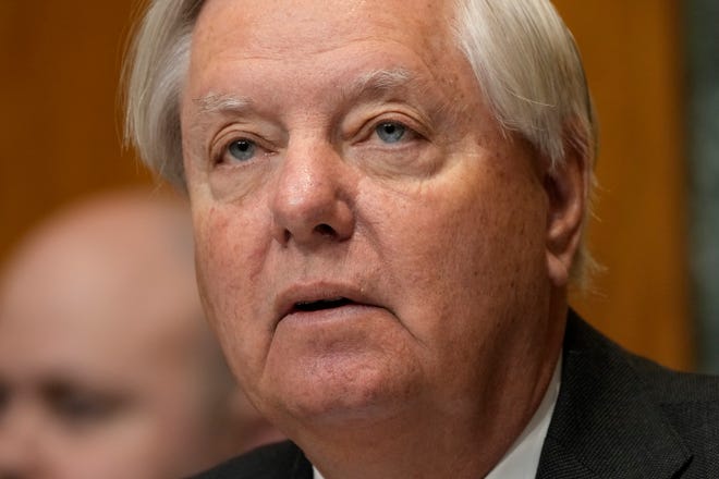 Jan 22, 2025; Washington, D.C., USA; Sen. Lindsey Graham (R-SC) during the hearing where Russell Vought appeared before the Senate Budget Committee for a confirmation hearing and vote. President Donald Trump nominated Vought to lead the Office of Management and Budget. Vought was previously director of the Office of Management and Budget from July 2020 to January 2021. Mandatory Credit: Jack Gruber-USA TODAY