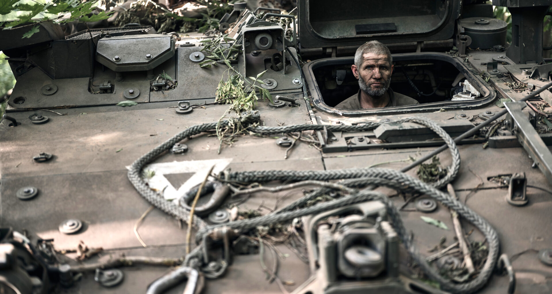 Ukrainian personnel in armored vehicle