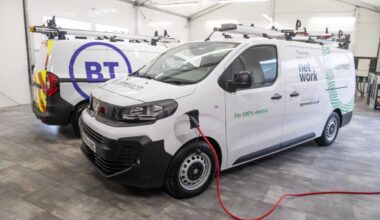 a BT electric van plugged in
