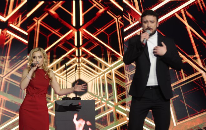 Glasbena gosta sta bila vokalista Urban Lutman in Eva Černe. FOTO: Blaž Samec/Delo