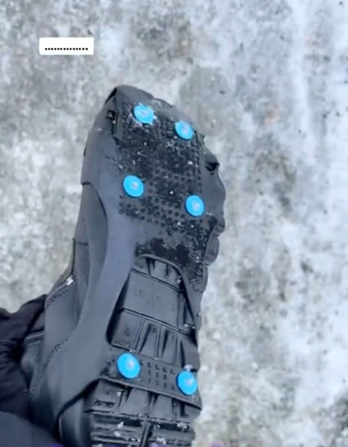Shoe with ice grips, highlighting a Norwegian secret to staying warm, sparking debate on cold-weather gear.
