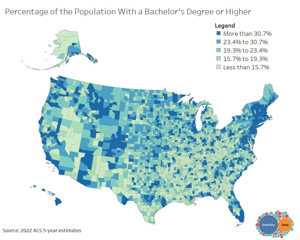 What Counties in the U.S. Are the Most "Educated"? [OC]