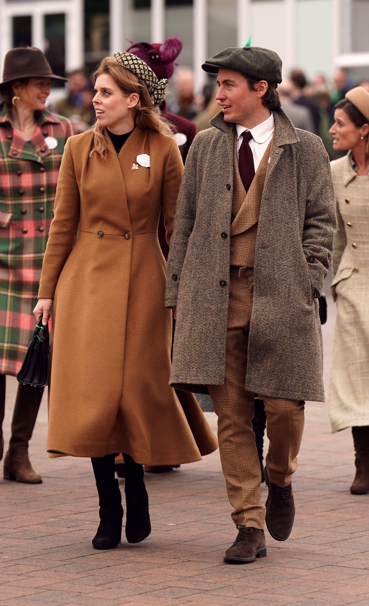 Princess Beatrice of York and Edoardo Mapelli Mozzi attend day three of the Cheltenham Festival at Cheltenham Racecourse on March 14, 2024 (Joe Giddens/PA Images/Alamy)