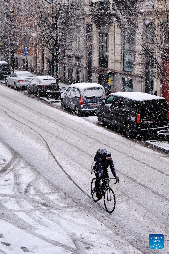 snowfall in Brussels, Belgium -Xinhua