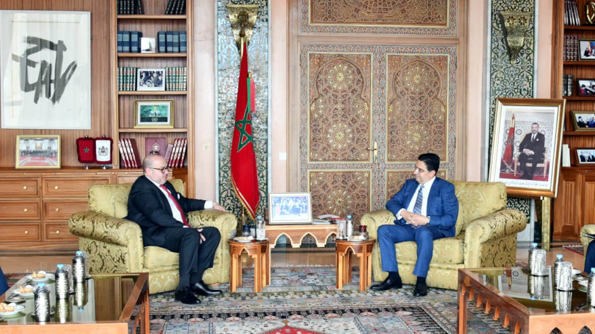 <p>Nasser Bourita, ministro de Asuntos Exteriores, y Bernard Quintin, ministro belga de Asuntos Exteriores y Asuntos Instituciones Europeas - PHOTO/DIPLOMACIA MARRUECOS</p>
