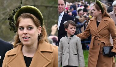 Pregnant Princess Beatrice looks glowing in bump-skimming coat on Christmas Day walkabout with Edoardo Mapelli Mozzi