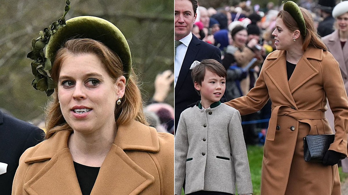 Pregnant Princess Beatrice looks glowing in bump-skimming coat on Christmas Day walkabout with Edoardo Mapelli Mozzi