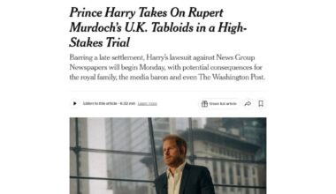 Prince Harry Takes On Rupert Murdoch’s U.K. Tabloids in a High-Stakes Trial