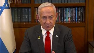 Le Premier ministre israélien Benjamin Netanyahu lors d’une prise de parole à la télévision à Jérusalem ce samedi 18 janvier 2025.