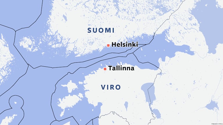 Karttaan merkittynä Suomen ja Viron merialueet.
