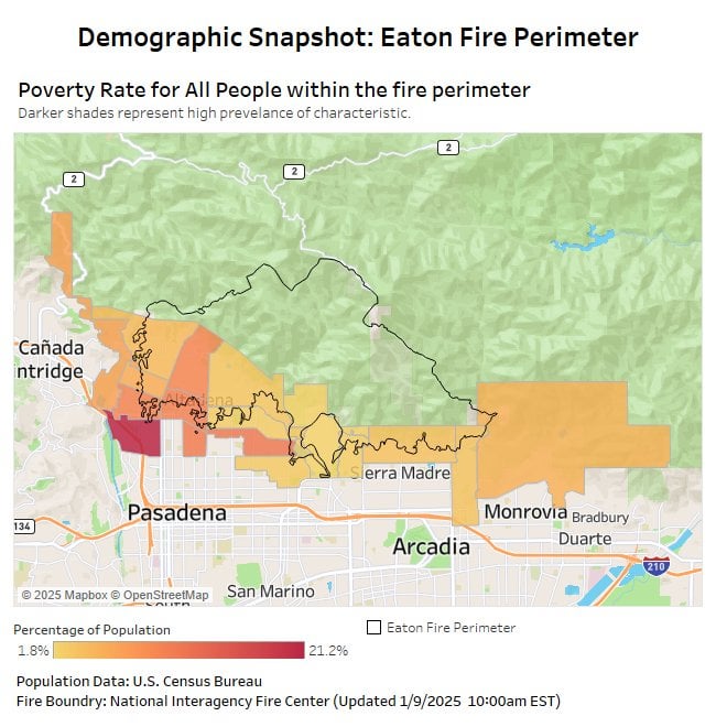 What communities are being impacted by the Eaton Fire in Los Angeles? [OC]