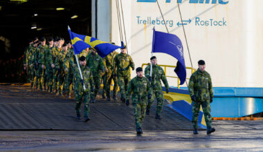 The Swedish Mechanized Infantry Battalion from the South Skåne Regiment arrived in Latvia.