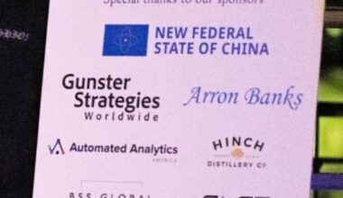 Hinch Distillery sponsoring Farage et al in Washington