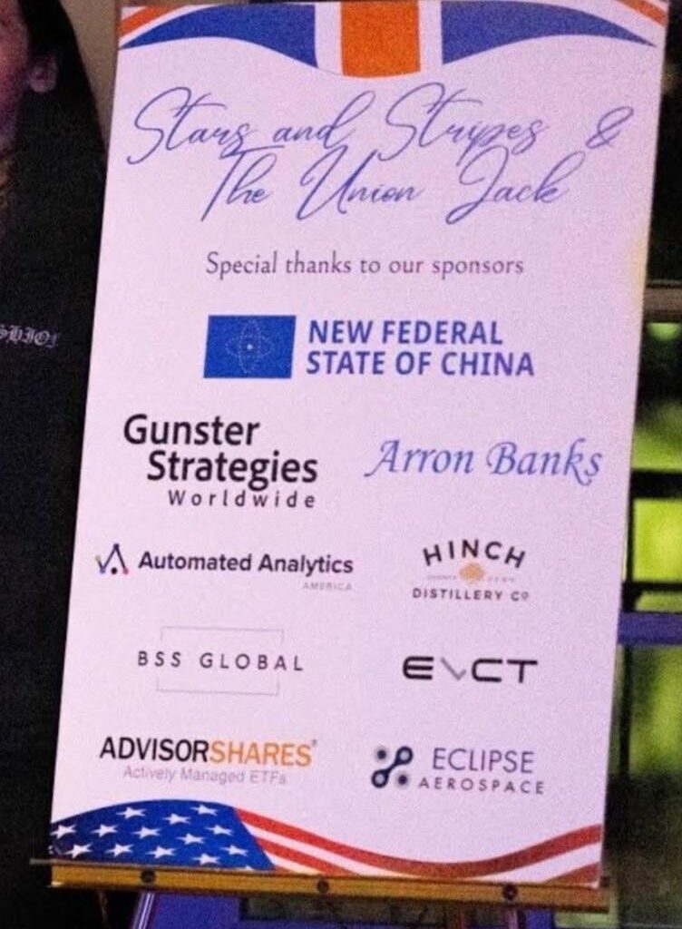 Hinch Distillery sponsoring Farage et al in Washington