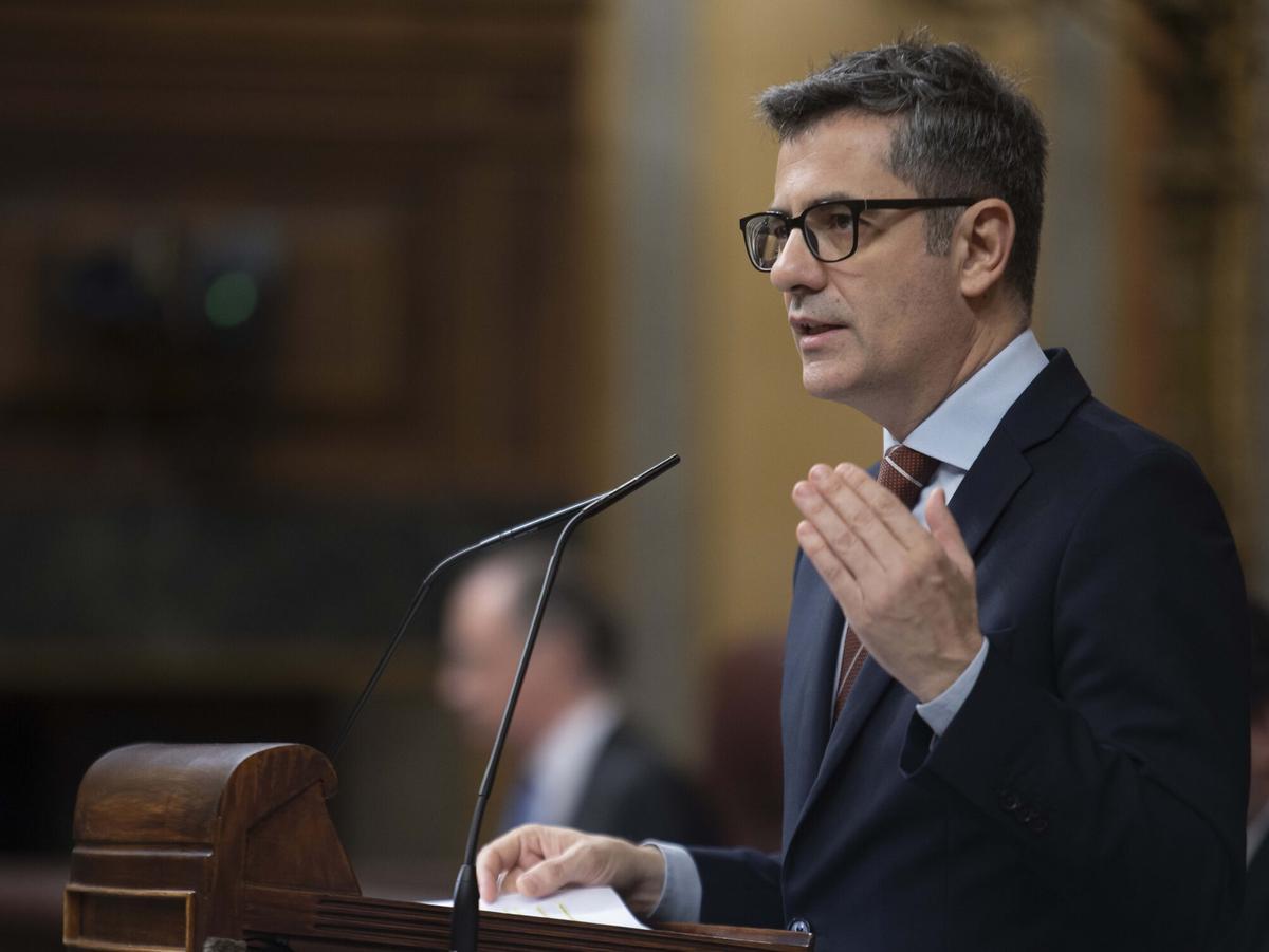 El ministre de la Presidència, Félix Bolaños, durant el debat del decret òmnibus al Congrés