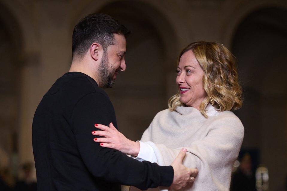 Volodymyr Zelensky meets with Italy’s Prime Minister Giorgia Meloni at Chigi palace, Rome. (UKRAINIAN PRESIDENTIAL PRESS SER)