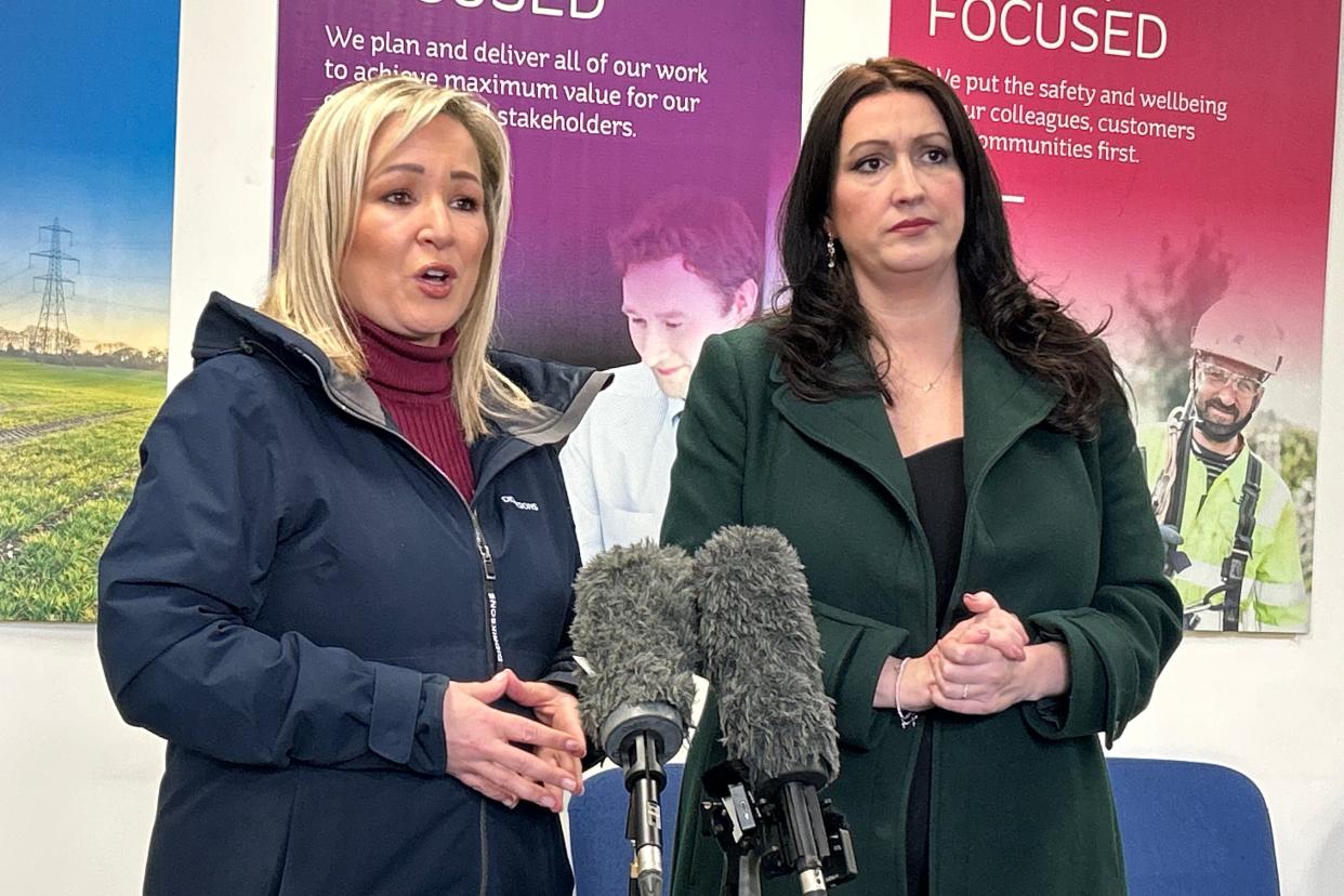 Michelle O’Neill and Emma Little-Pengelly said extra engineers had been drafted in from Great Britain to help to restore power across Northern Ireland (Rebecca Black/PA)