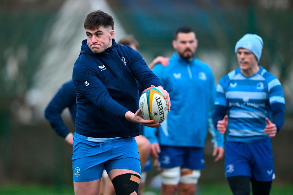 Dan Sheehan going through his paces during a Leinster training session in December. Photo: Sportsfile