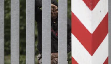 Polish border guards observe migrants being transported from Belarus towards Russia