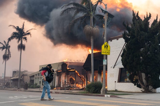 California wildfires continue to burn in the Pacific Palisades neighborhood where Olympic swimming champion Gary Hall Jr. lived.