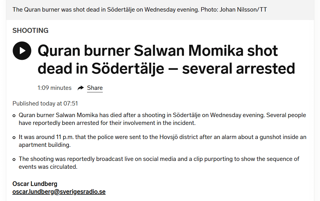 Insane news from Sweden