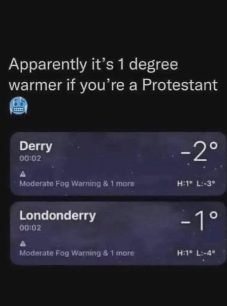 Protestants control the weather now?