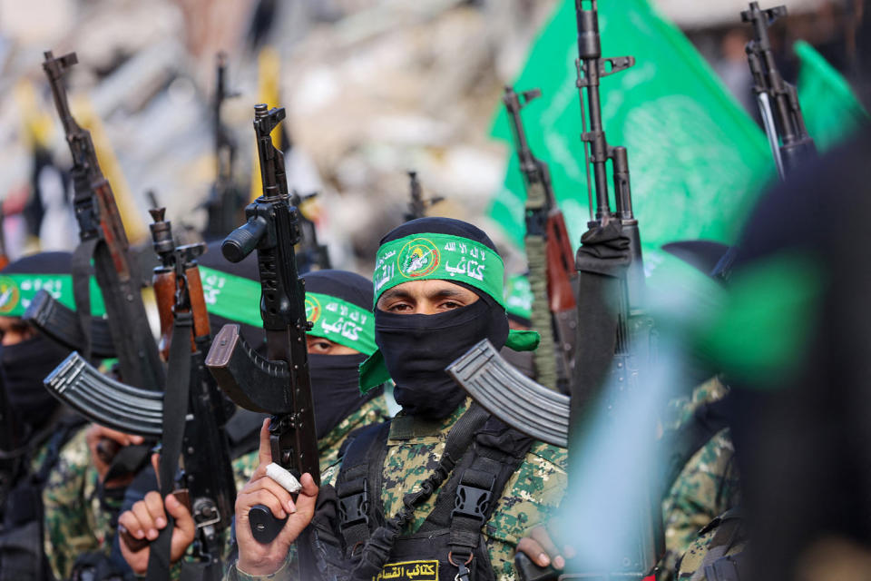 Four freed Israeli women hostages were home in Israel January 25, ending more than 15 months of captivity after Hamas militants handed them over to the Red Cross under a truce deal in the Gaza war. (Omar Al-Qattaa / AFP via Getty Images)