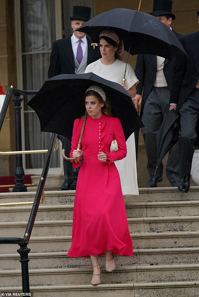 Princess Beatrice, 35, has shown her loyalty to the Firm with her presence at royal events, including the Sovereign's Garden Party at Buckingham Palace in May (pictured)