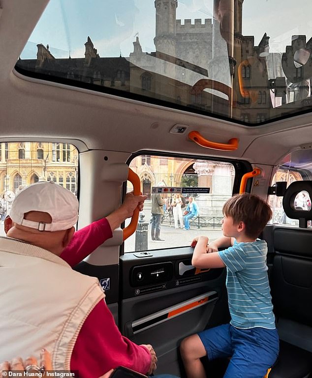 In one photograph, Wolfie could be seen watching the passing scenery whilst in a taxi with his grandfather