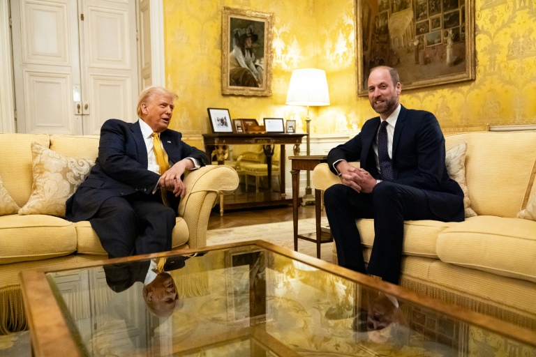 Prince William (R) met Trump on the sidelines of the Notre Dame reopening ceremony in Paris (Aaron Chown)