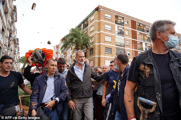 King Felipe had mud thrown at him by furious local during his visit to Valencia in November 2024 after more than 200 people died in devastating floods