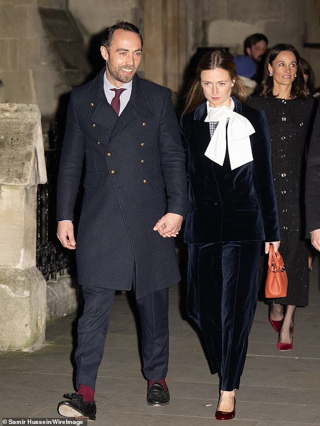 James Middleton and his wife Alizee attending the service at Westminster Abbey on December 6