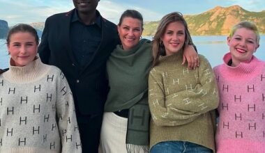 Pictured: Princess Martha Louise of Norway with her new husband Shaman Durek and her three daughters Maud Angelica, 21, Leah Isadora, 19, and Emma Tallulah, 16