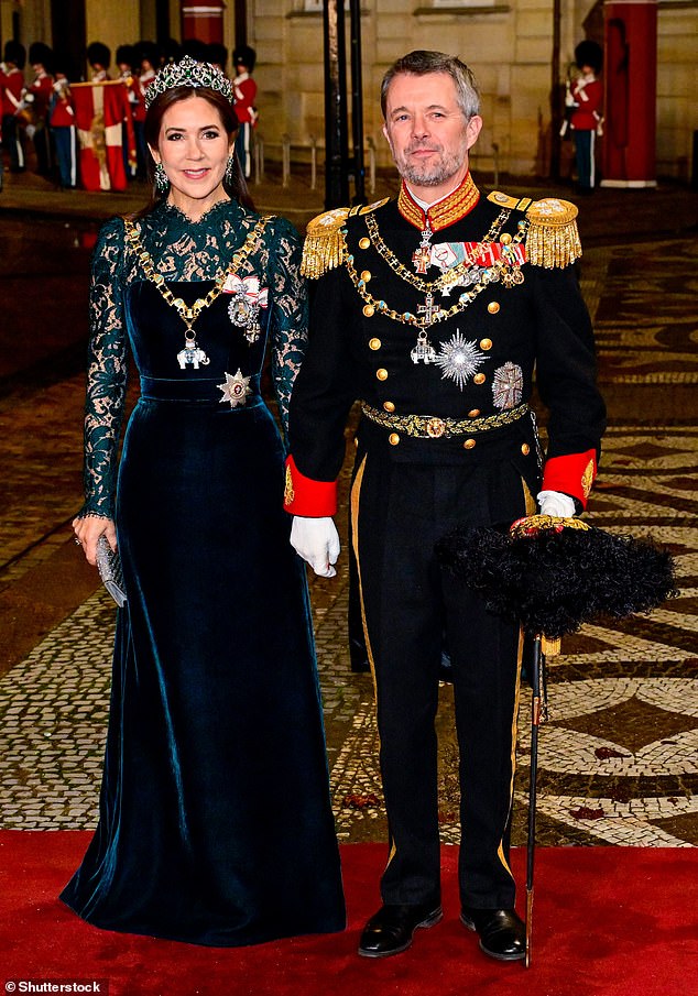 Queen Mary of Denmark looked straight out of a fairytale this evening as she hosted the Royal Family's annual New Year's dinner for the first time alongside her husband King Frederik