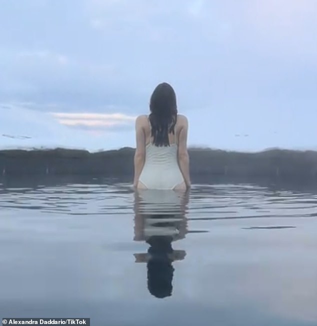 Alexandra also posted a TikTok video of herself from behind in the jacuzzi