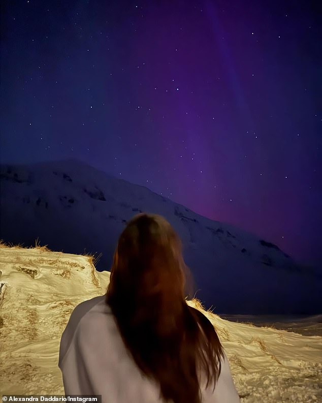 The Emmy-nominated actress' Instagram slideshow included a snap of her admiring the wonder of the Northern Lights