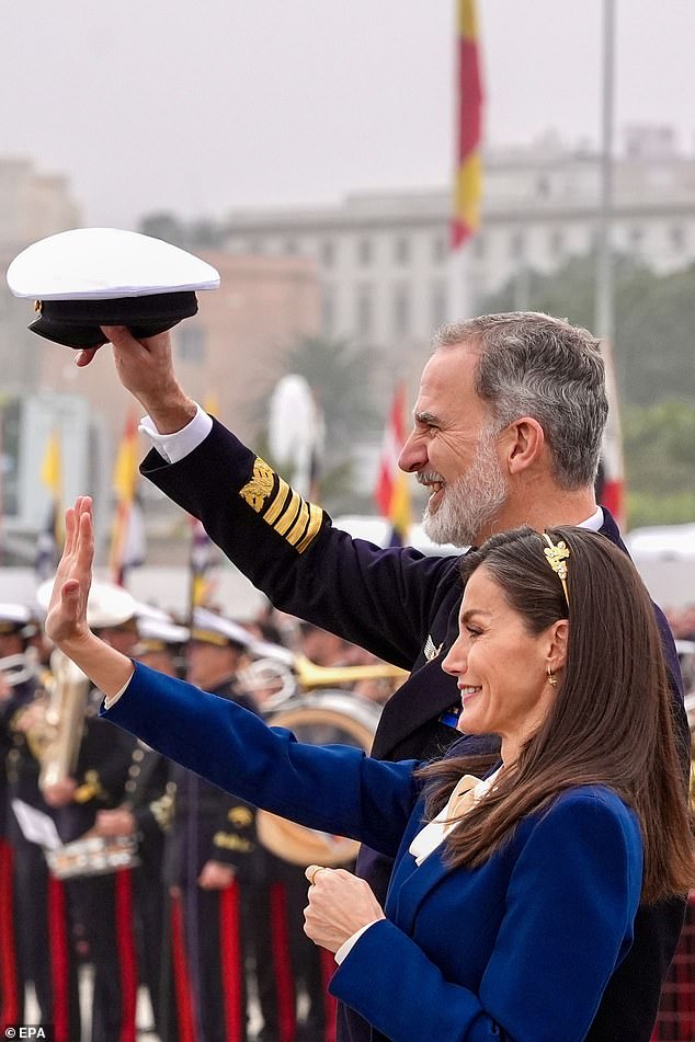 King Felipe and Queen Letizia of Spain bid farewell to daughter Princess Leonor as she embarked on a six-month navy training cruise on Saturday