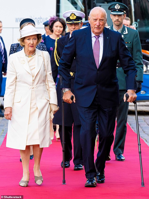 Despite being admitted to hospital, the monarch is said to be in good shape (seen with King Harald V in in Copenhagen in 2022)