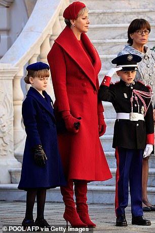 For the 2023 National Day, Charlene embraced a bold all-red ensemble, offering a firm nod to the Monegasque flag