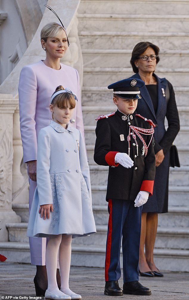 Charlene and Gabriella (pictured with her twin brother) made a striking fashion statement for Monaco's National Day, also known as Prince's Day, in 2024