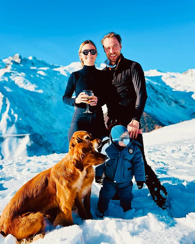 They are said to have slipped away from their home at Anmer on the Sandringham estate shortly after Christmas , and spent several days away, along with members of the Middleton family. Pictured: James Middleton pictured with his wife Alizee, son Inigo and his two dogs