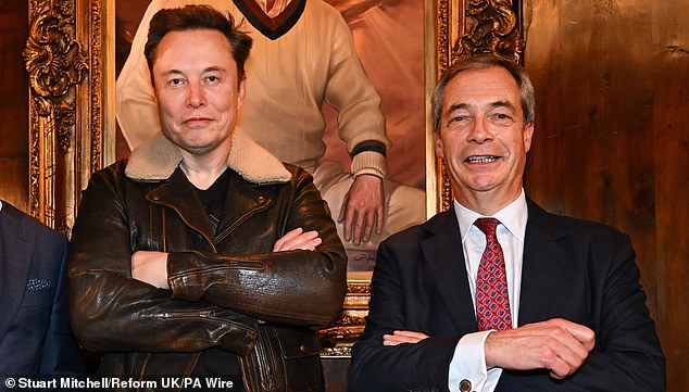 Nigel Farage during a meeting with Elon Musk at Mar-A-Lago