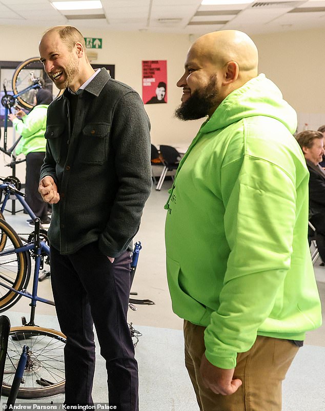 Pictured: Prince William and Cycle of Life founder Ibe Hayter during a visit to Cycle of Life, a non-profit cycling organisation supported by BBC Children in Need