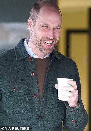 The Prince of Wales was clearly happy to have a hot beverage