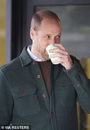 Prince William enjoyed a hot chocolate after revealing that the football game was very cold