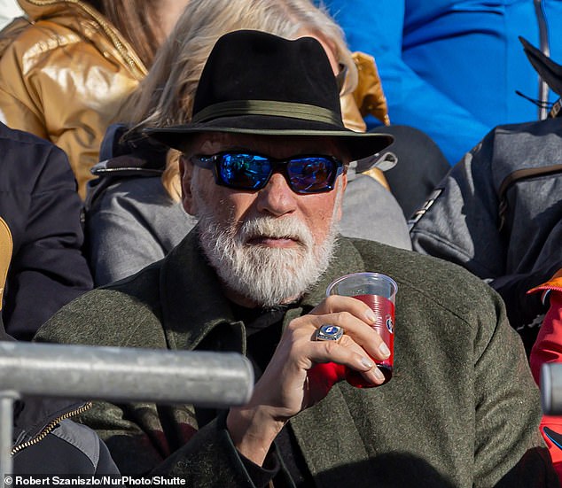 Arnold Schwarzenegger was nearly unrecognizable over the weekend as he enjoyed watching the Men's Downhill event at the FIS Alpine Ski World Cup in Kitzbuhel, Austria